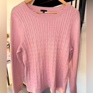 Talbots Women’s Crewneck light pink cable knit sweater  Cotton blend Size XL